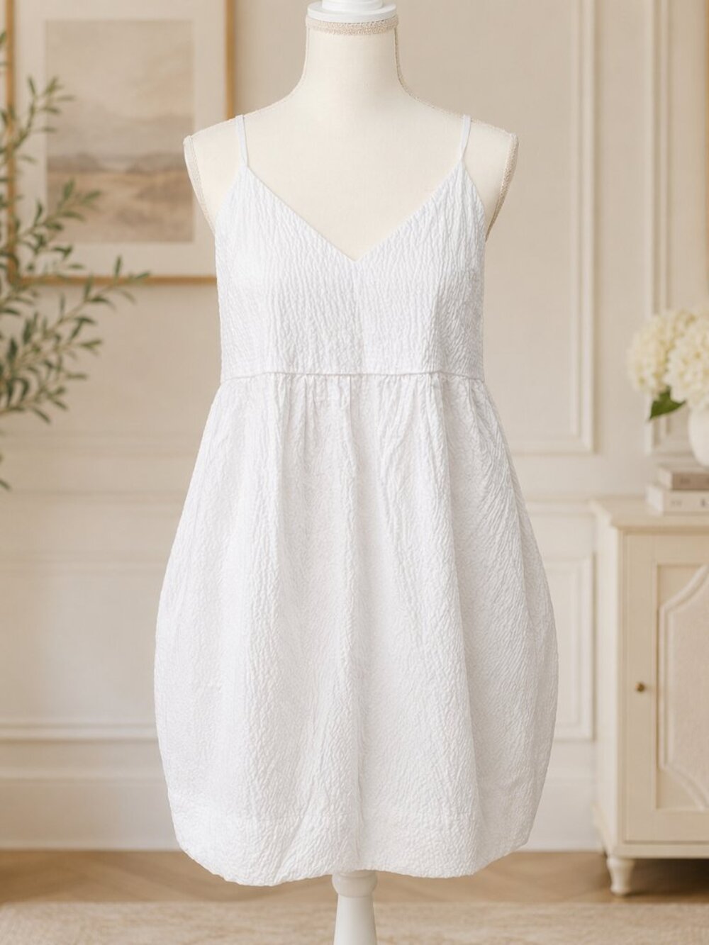 A New Day White Textured Strappy Sundress Size L, NWOT - Picture 2 of 6